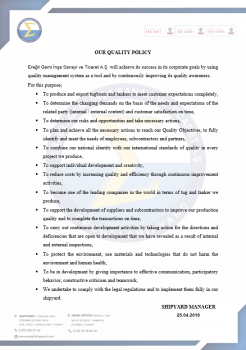 OUR QUALITY POLICY