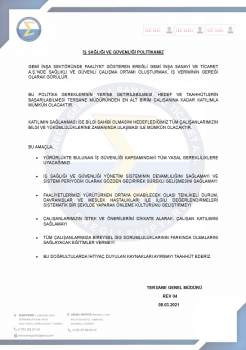 İŞ SAĞLIĞI VE GÜVENLİĞİ POLİTİKAMIZ